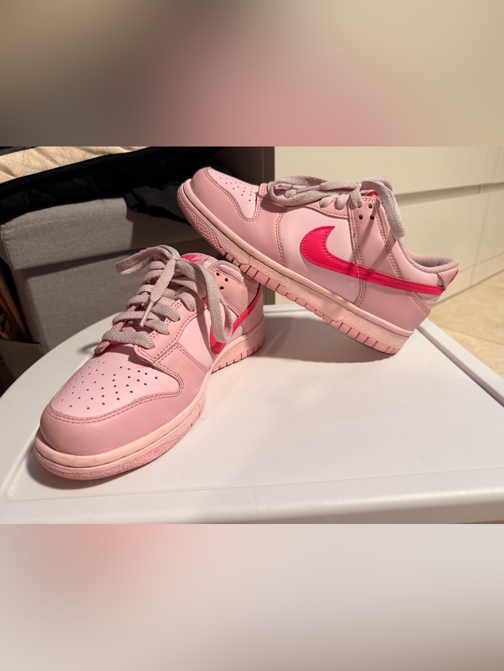 Nike Dunk Low Pink Foam Hot Pink Swoosh GS 5Y - Women’s 6.5 No Box